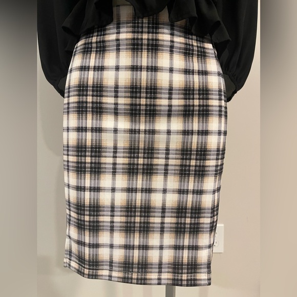 NWOT Dizzy Lizzie XL plaid slit uniform pencil skirt - Picture 4 of 6